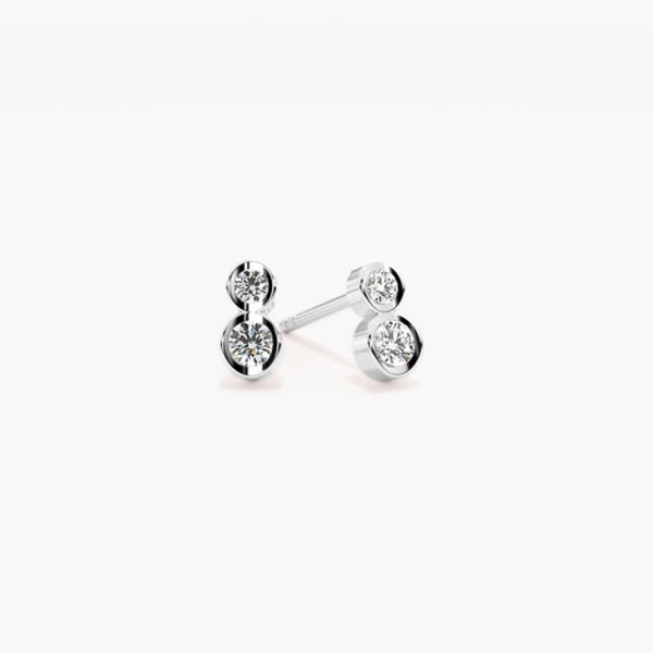 Colorless Round Cut Two Stone Bezel Set Earring