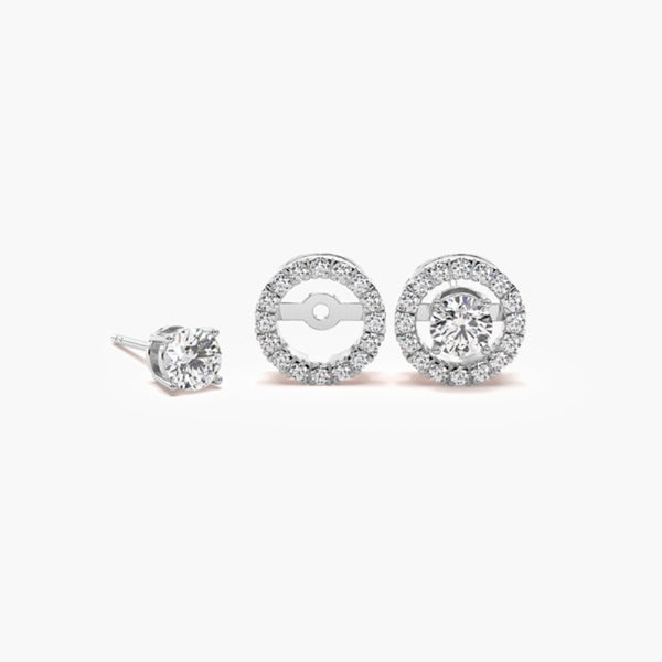 Round Cut Moissanite Halo Style  Stud Earring
