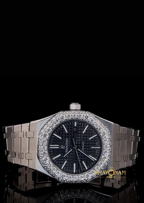 Iced Out Moissanite Diamond Black Dial Luxury Wrist Watch For Men's