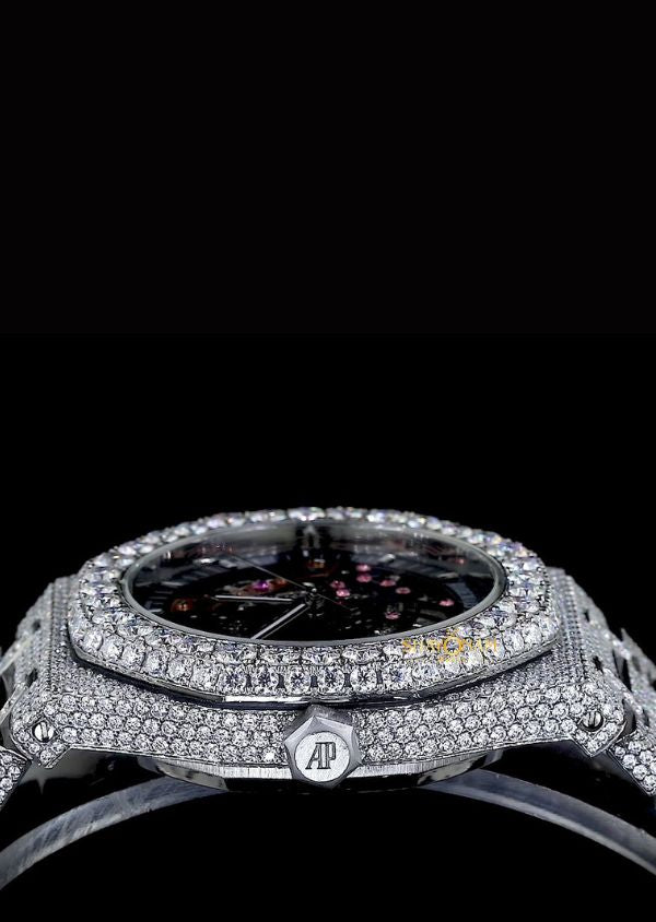Moissanite Diamond Royal Oak Bustdown Wrist Watch