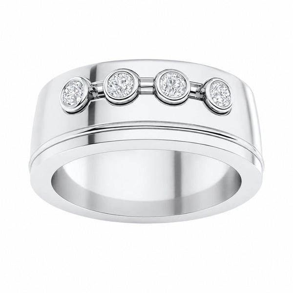 Round Cut Lab Grown Diamond Bezel Set Men's Wedding Band