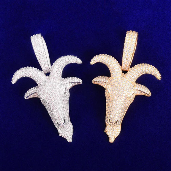 Round Cut Lab Grown Diamond Goat Head Pendant For Men