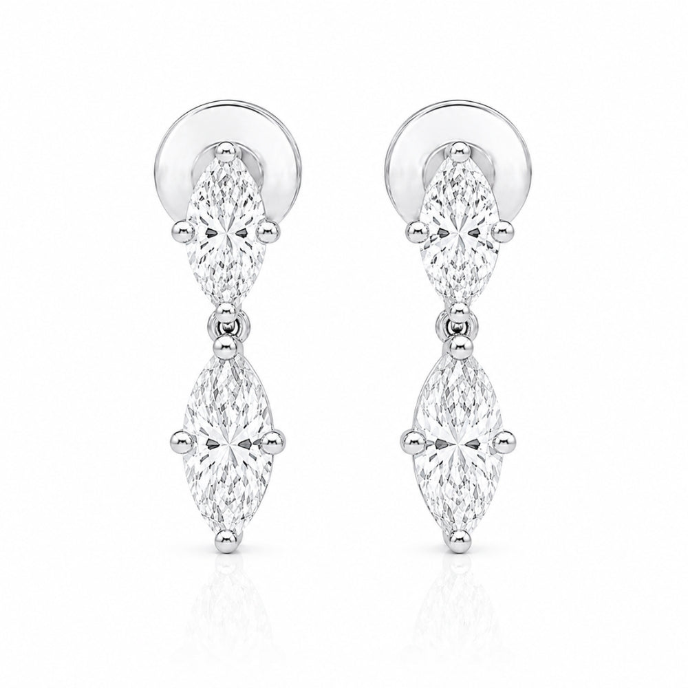 Marquise Cut Colorless Moissanite Women's Drop Earrings
