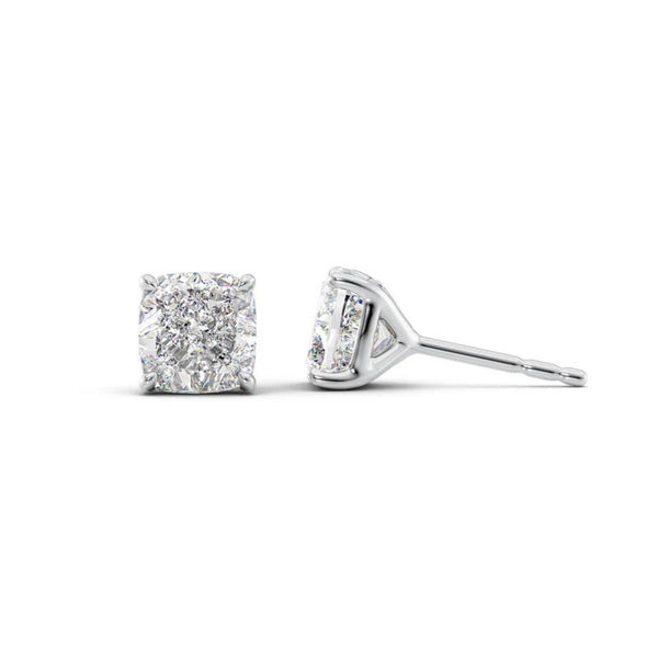 Moissanite Cushion Cut Solitaire Stud Earrings
