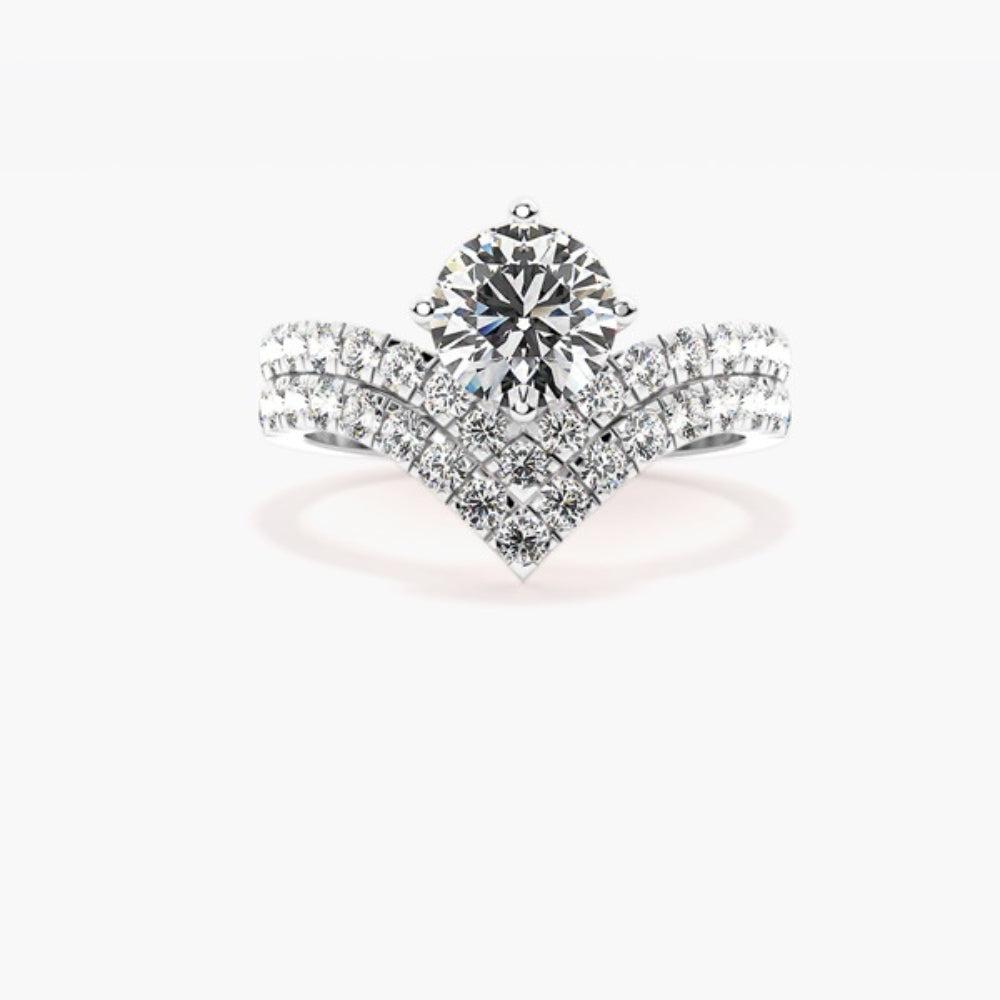 Round Cut Pave Set Moissanite Pave Set Ring Set For Anniversary Gift