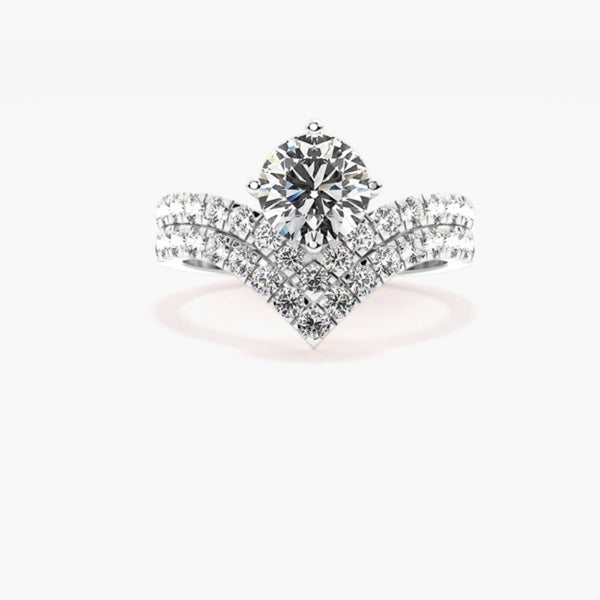 Round Cut Pave Set Moissanite Pave Set Ring Set For Anniversary Gift