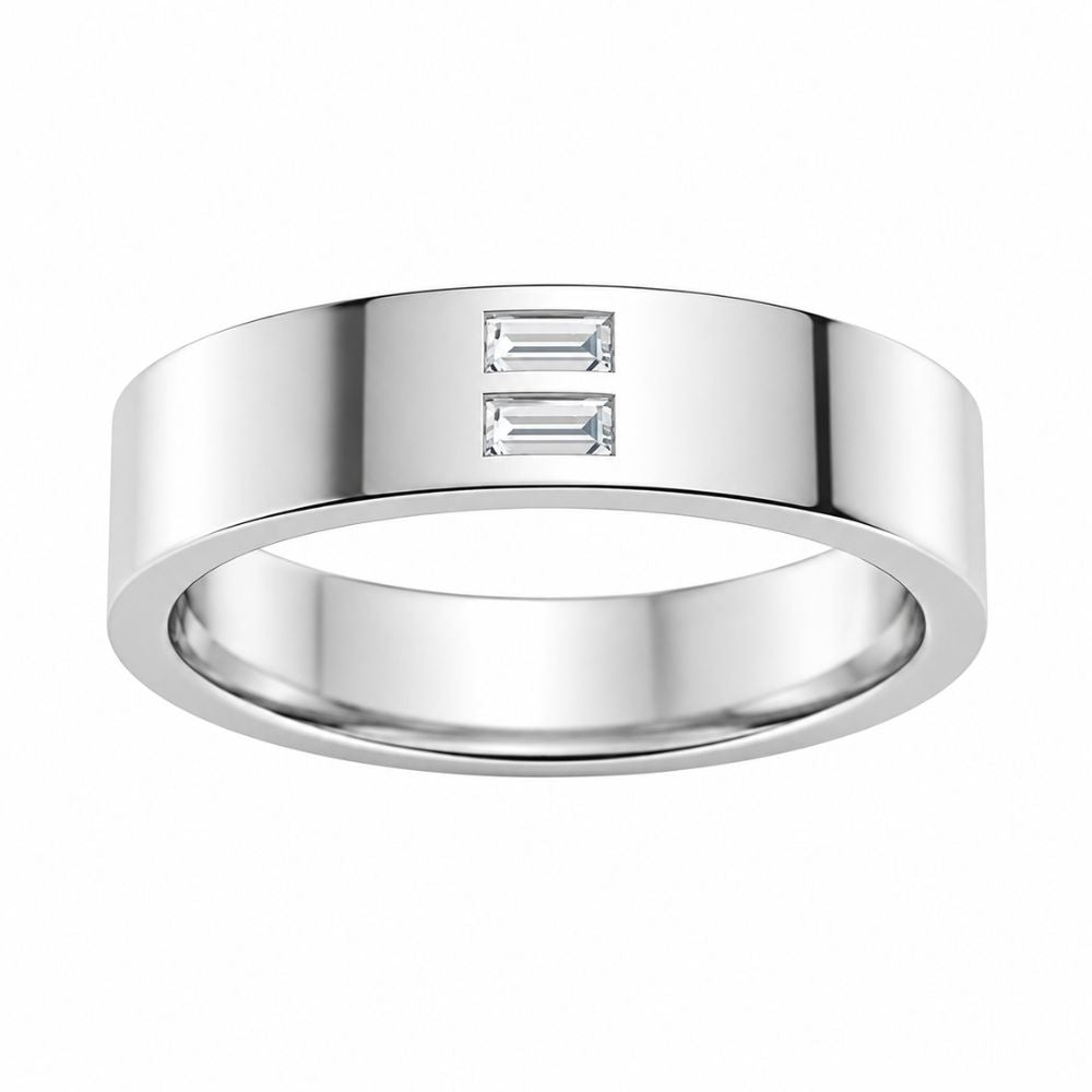 Baguette Cut Lab Grown Diamond  Flush Set Wedding Band