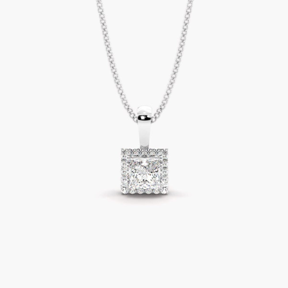 Princess Cut Bar Set Style  Moissanite Pendant