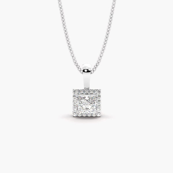 Princess Cut Bar Set Style  Moissanite Pendant