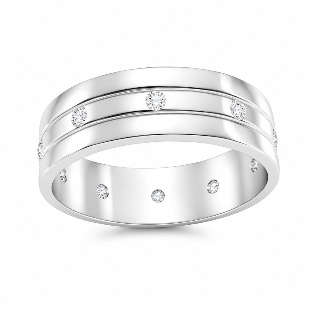 Lab Grown Diamond Round Cut Flush Set Men's Wedding Band