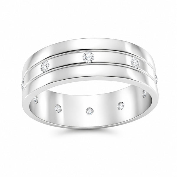 Lab Grown Diamond Round Cut Flush Set Men's Wedding Band