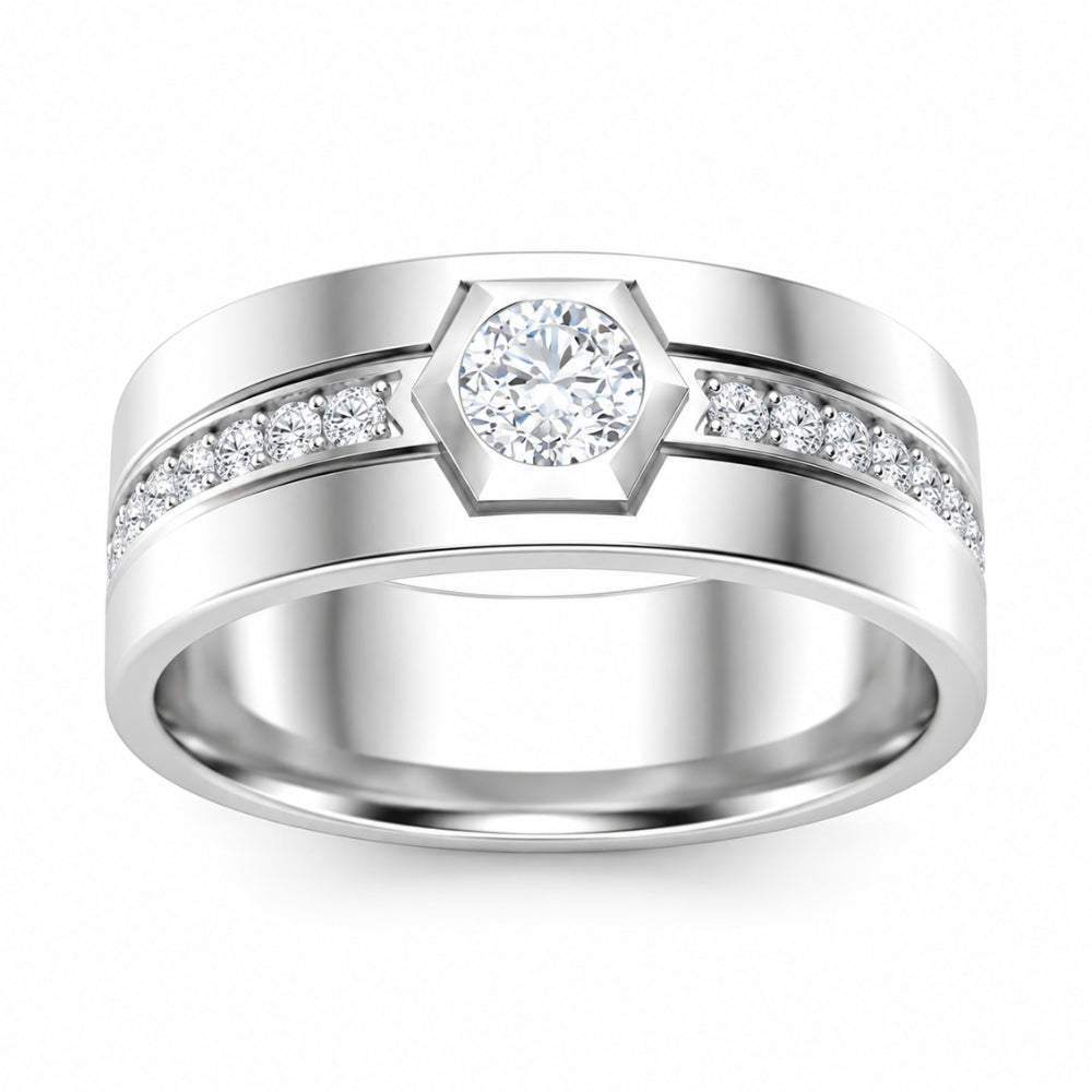 Lab Grown Diamond Round Cut Bezel Set Promise Band