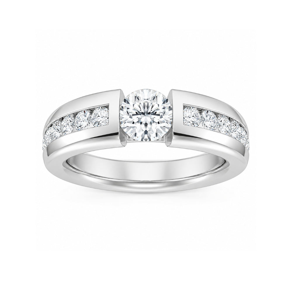 Round Cut Lab Grown Diamond Channel Set Men's Ring For Anniversary Gift