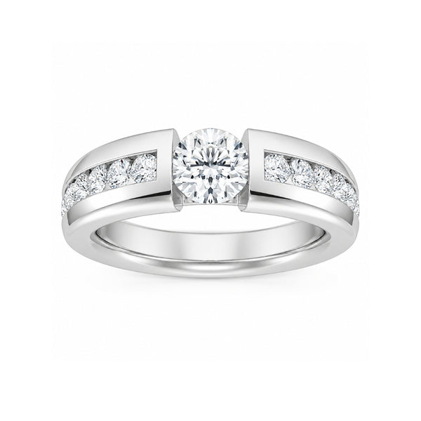 Round Cut Lab Grown Diamond Channel Set Men's Ring For Anniversary Gift