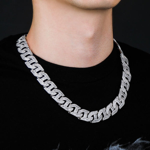 Baguette & Round Cut Lab Grown Diamond Iced Out Chain