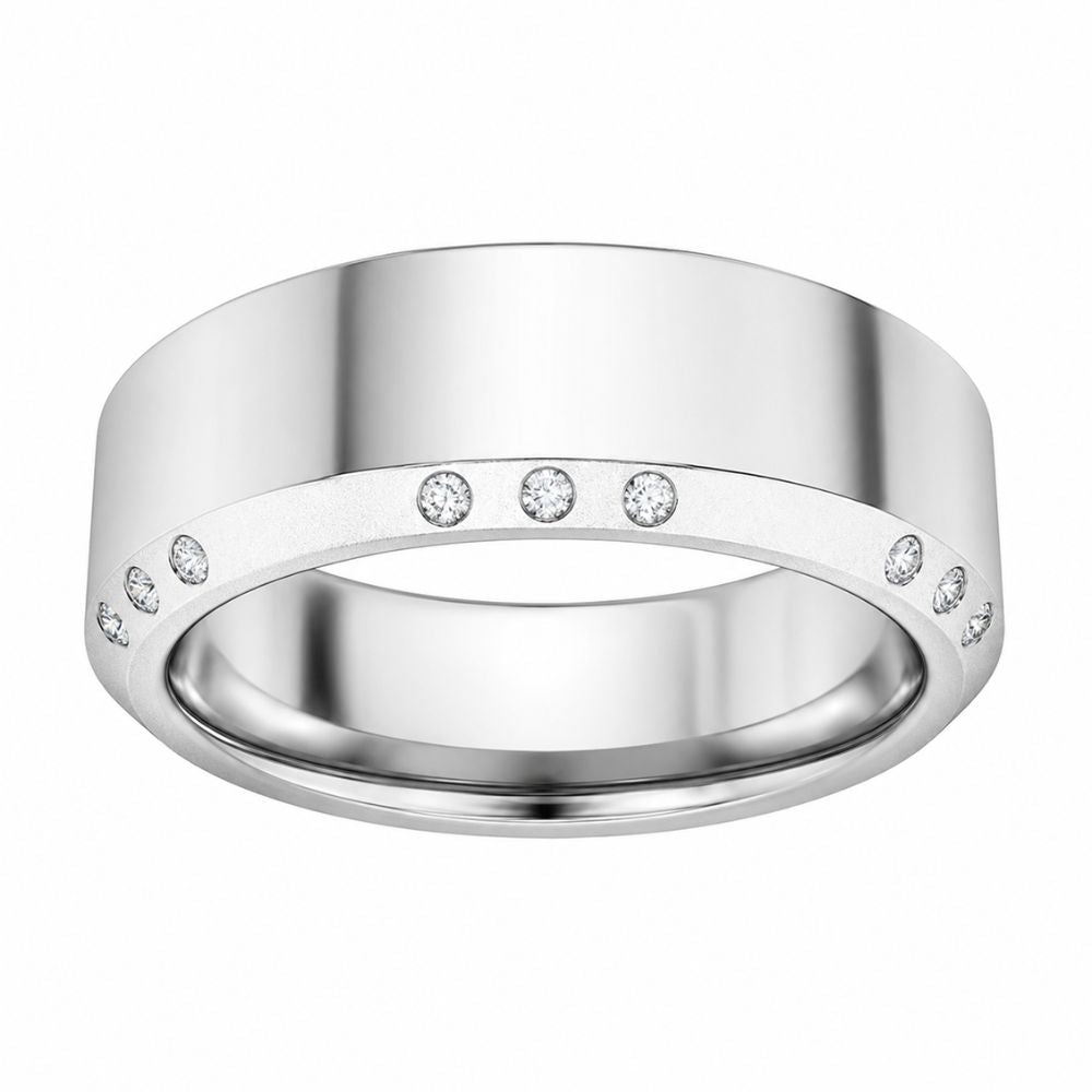 Lab Grown Diamond Round Cut Flush Set Classic Men's Wedding Band