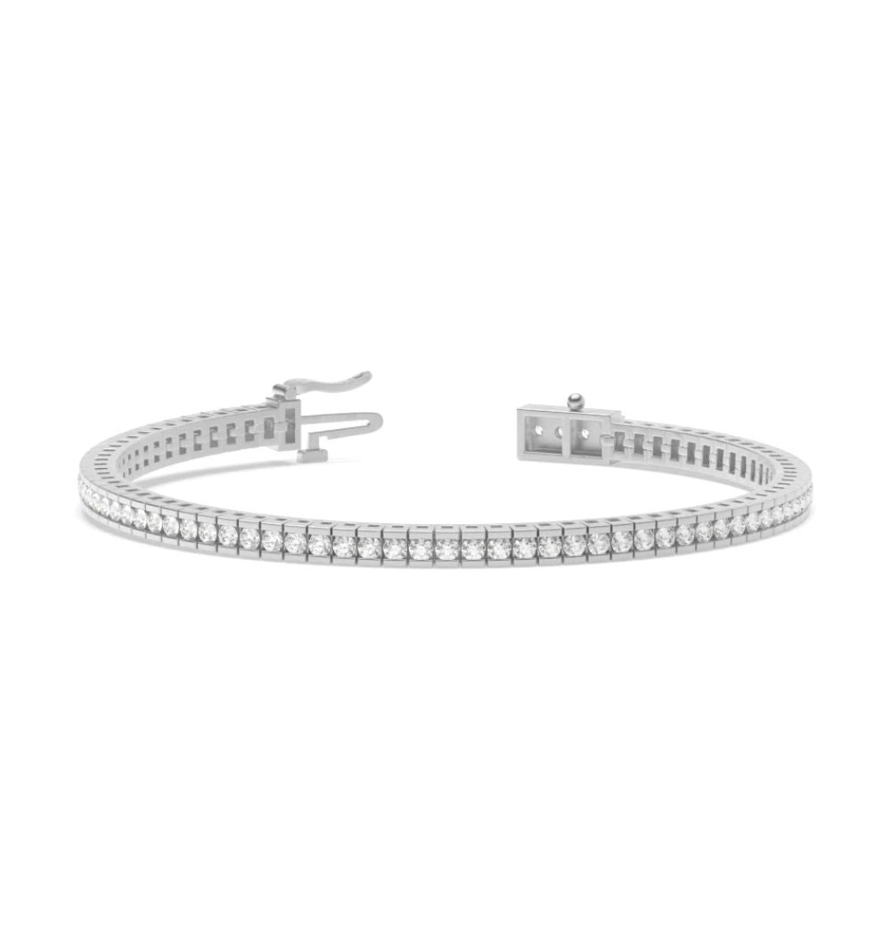 Round Cut Bar Set Moissanite Bracelet For Anniversary Gift