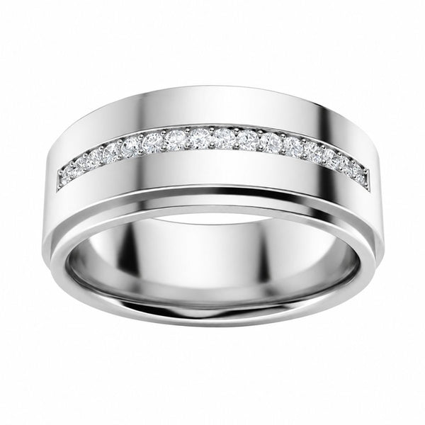Round Cut Pave Set Lab Grown Diamond Men's Wedding Band