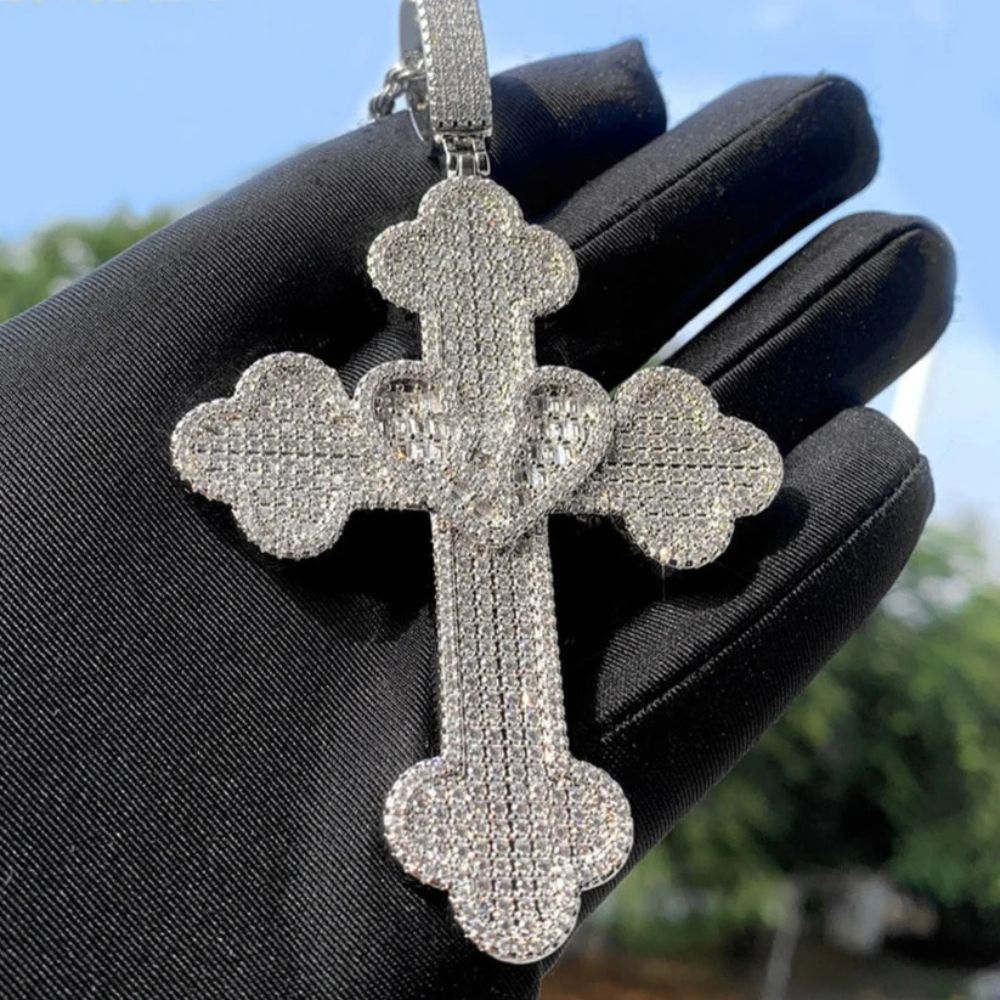 Moissanite Diamond Iced Out Cross Pendant