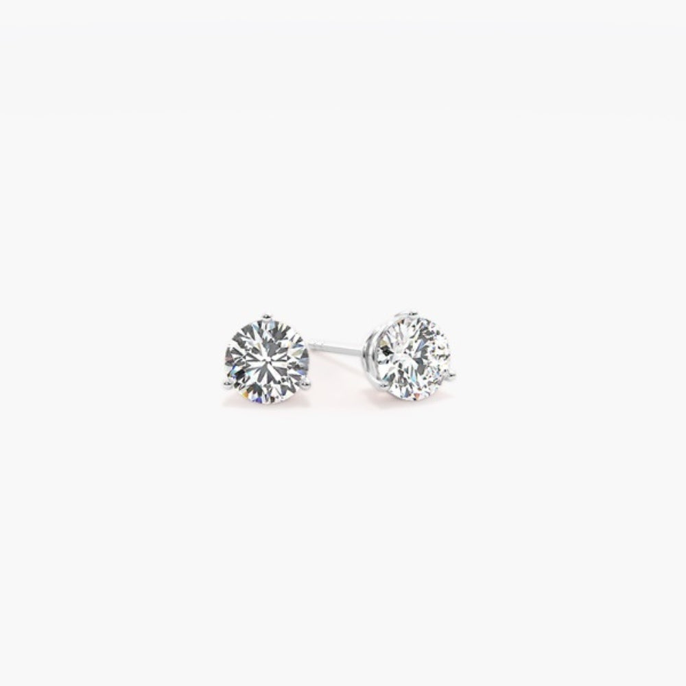 Round Cut Moissanite Basket Prong Solitaire Earring
