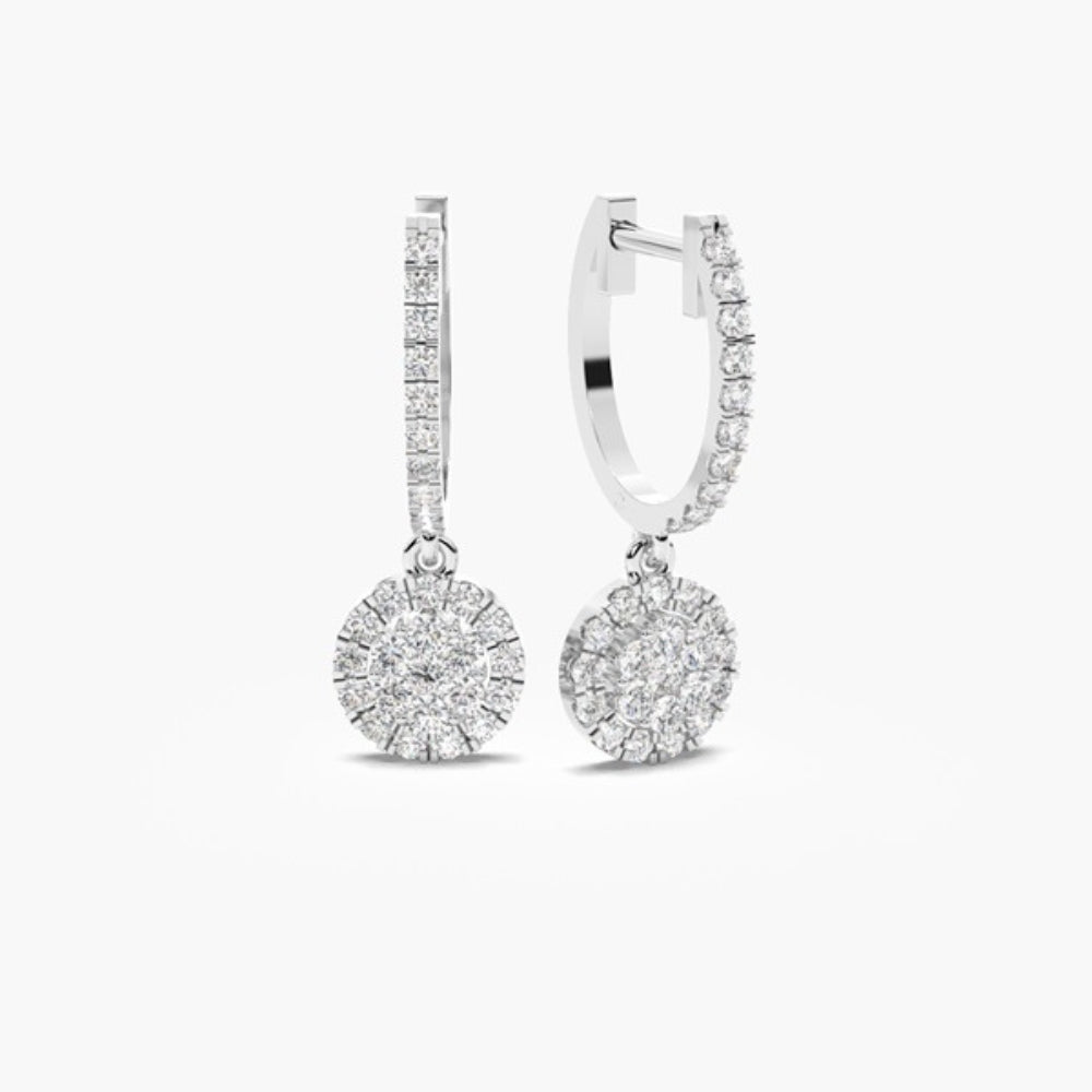 Colorless Moissanite Round Cut Classic Hoop Earrings