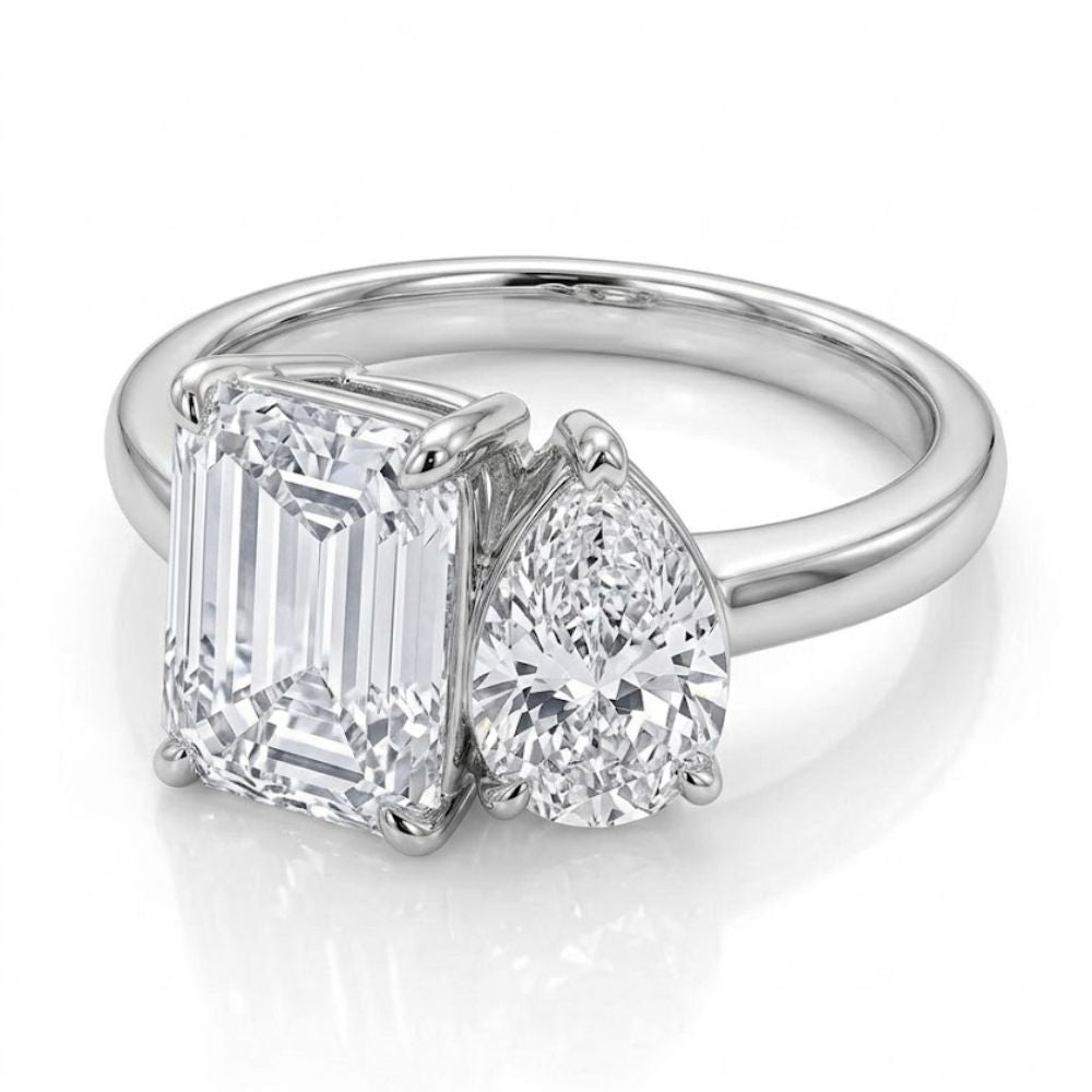 Toi et Moi Pear & Radiant Cut Lab Grown Diamond Engagement Ring