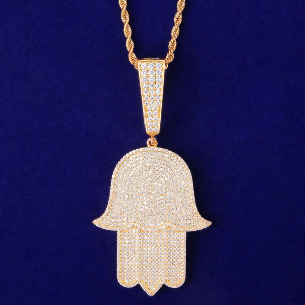 Men's Wear Hamsa Hand Round Cut Lab Grown Diamond Hip Hop Pendant