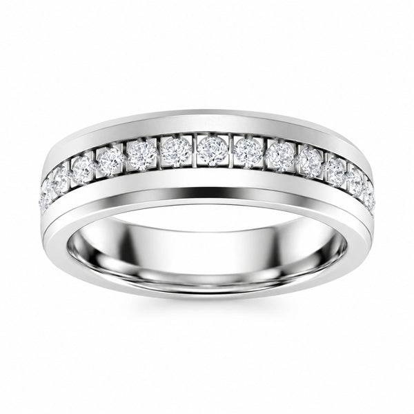 Lab Grown Diamond Round Cut Pave Set Wedding Band For Men