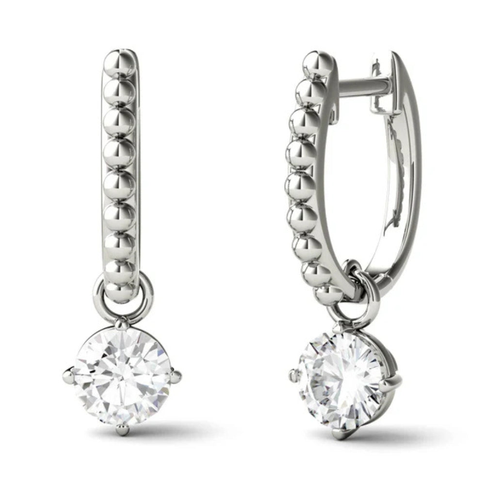 Moissanite Round Cut Filigree Style Drop Dangle Earrings