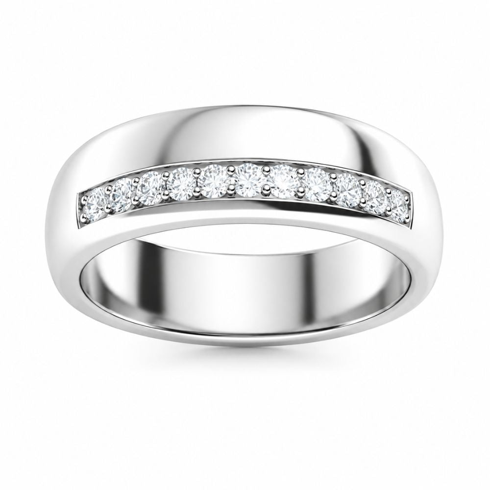 Round Cut Lab Grown Diamond Pave Set Band For Wedding