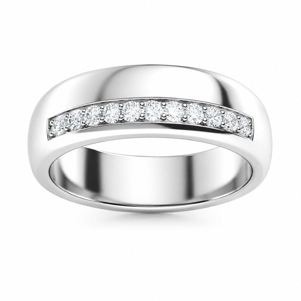 Round Cut Lab Grown Diamond Pave Set Band For Wedding