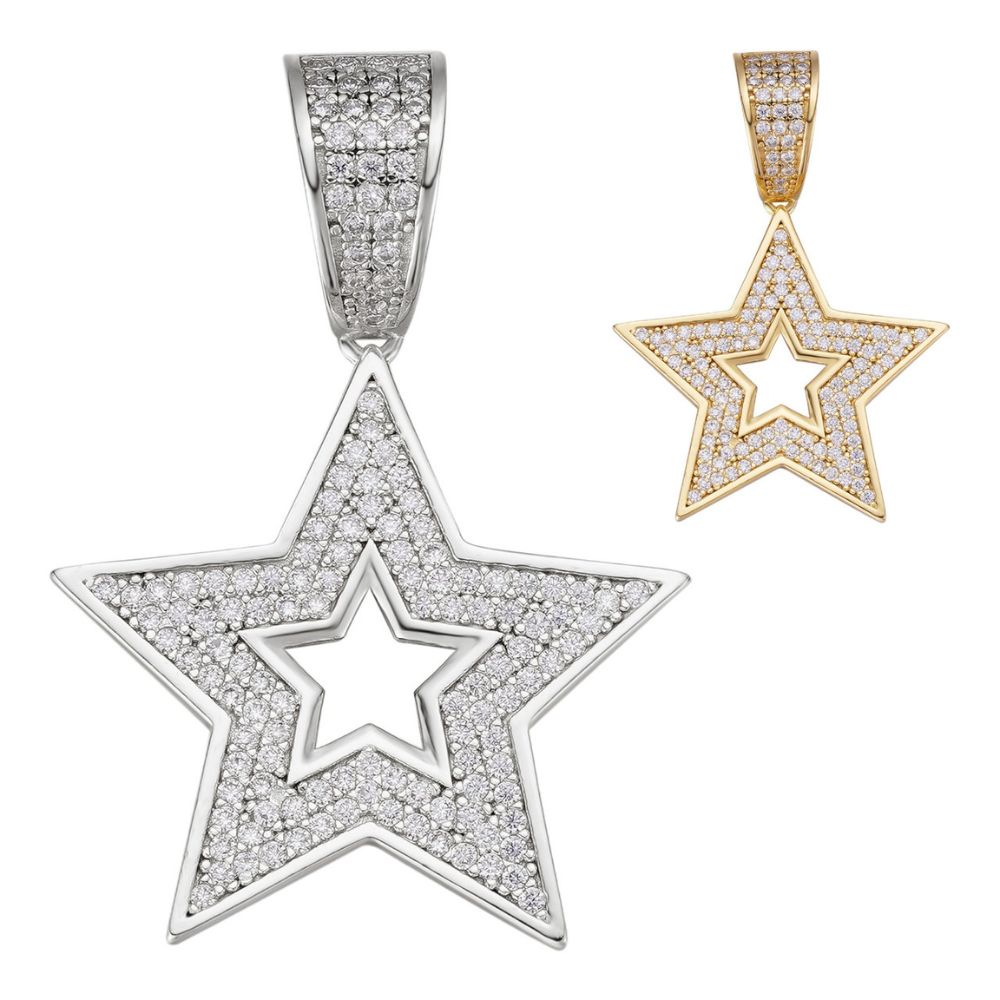 Iced Out Moissanite Diamond Star Unisex Hip Hop Pendant