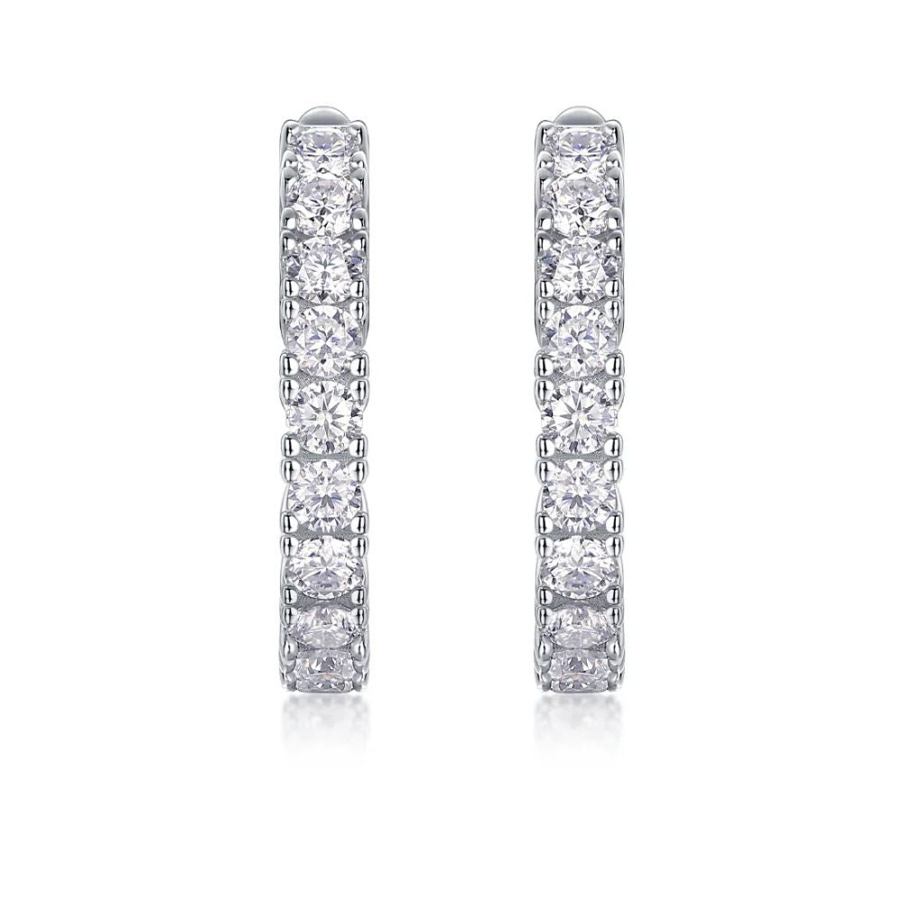 Colorless Moissanite Round Cut Hoop Earrings For Her