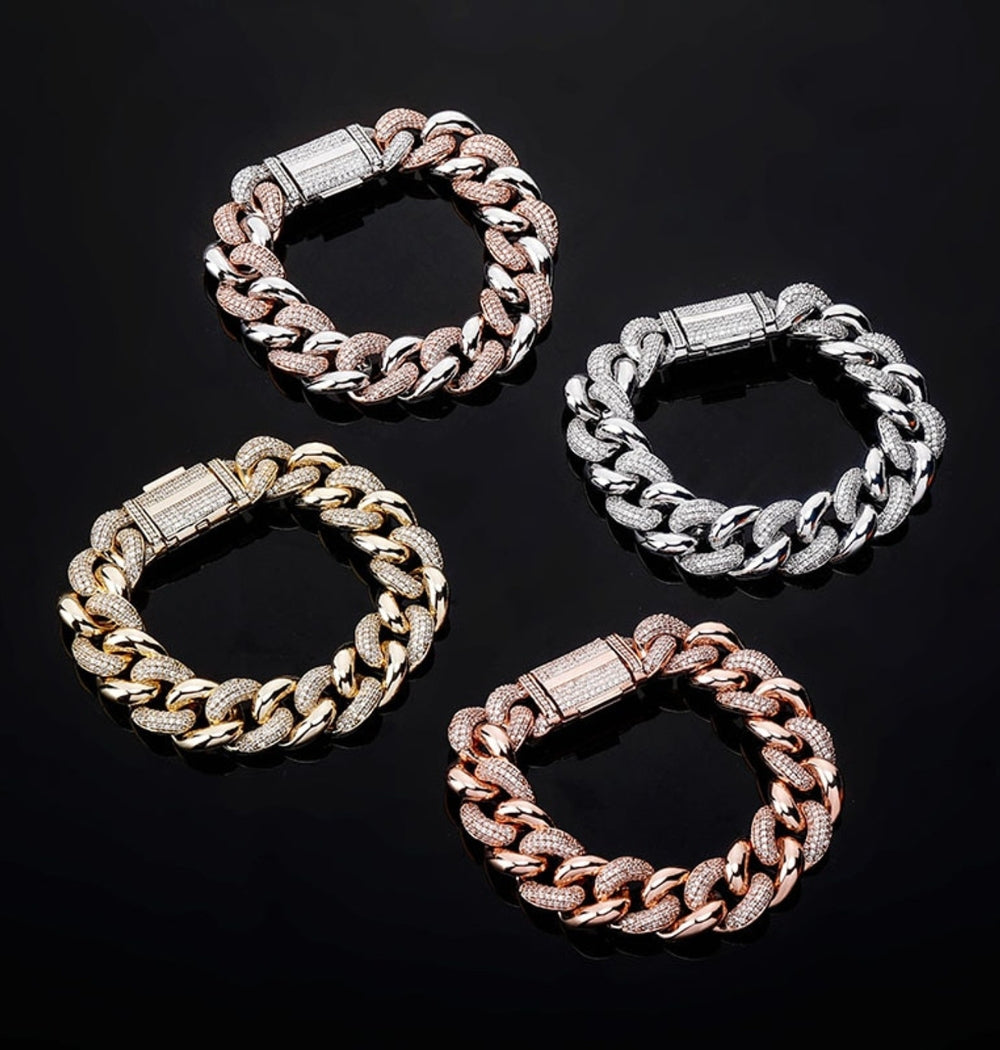 Men's Wear Moissanite Half Iced Miami Cuban Link Hip Hop Bracelet
