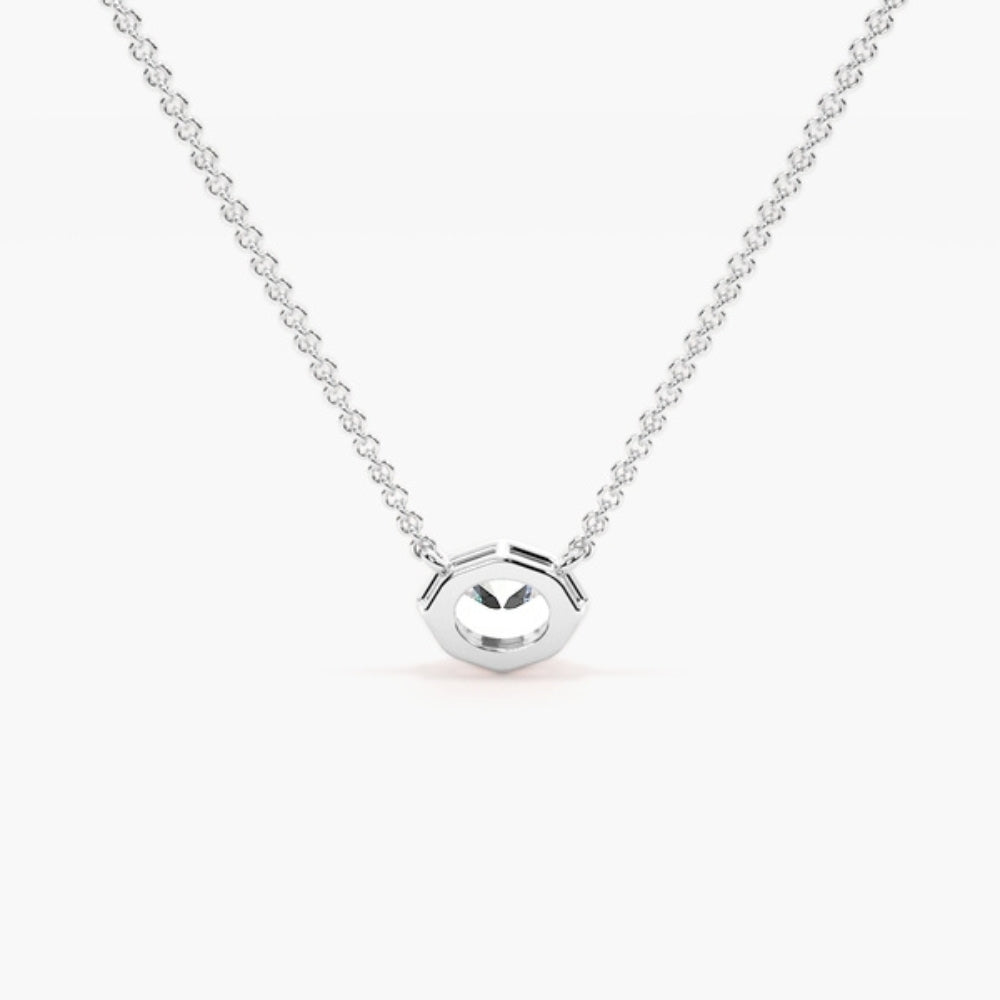 Oval Cut Bezel Set Moissanite Solitaire Pendant