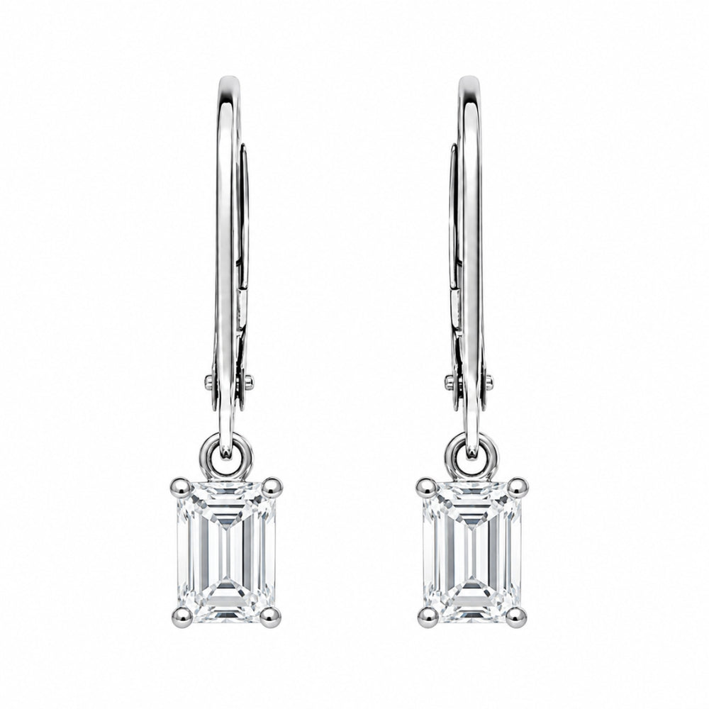 Moissanite Emerald Cut Solitaire Women's Earring For Anniversary Gift