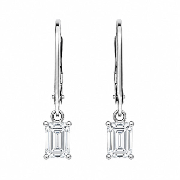 Moissanite Emerald Cut Solitaire Women's Earring For Anniversary Gift