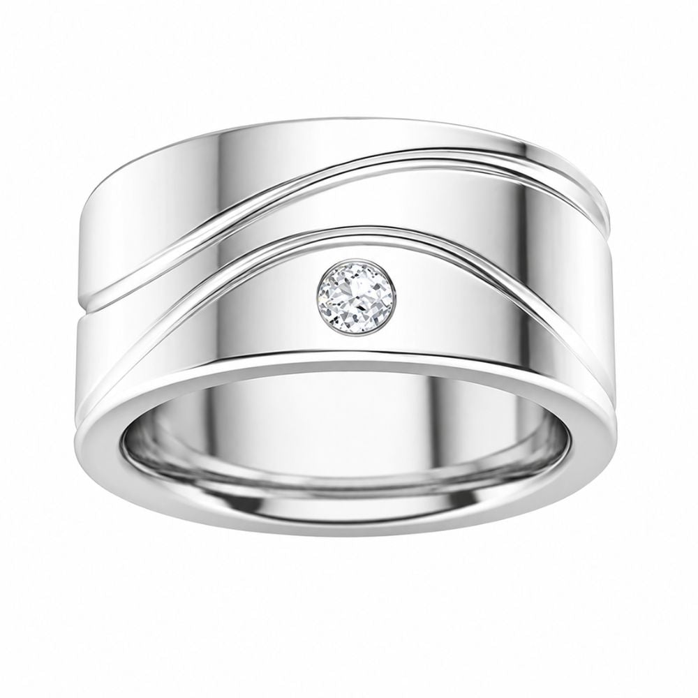 Round Cut Lab Grown Diamond Flush Set Men's Wedding Band