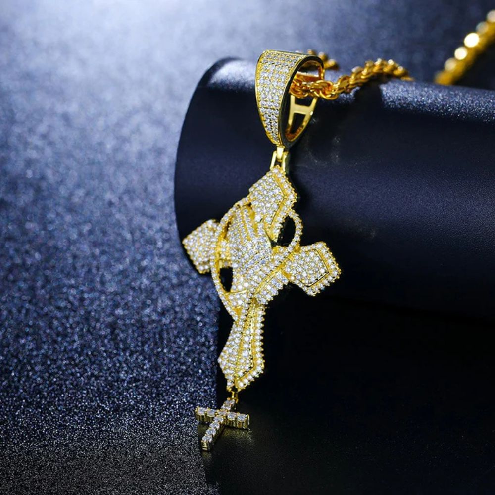 Moissanite Praying Hand Cross Hip Hop Pendant