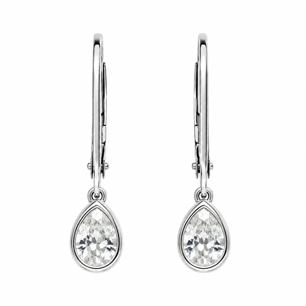 Bezel Set Pear Cut Moissanite Women's Earring for Birthday Gift