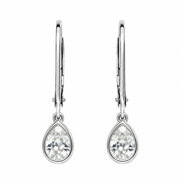 Bezel Set Pear Cut Moissanite Women's Earring for Birthday Gift