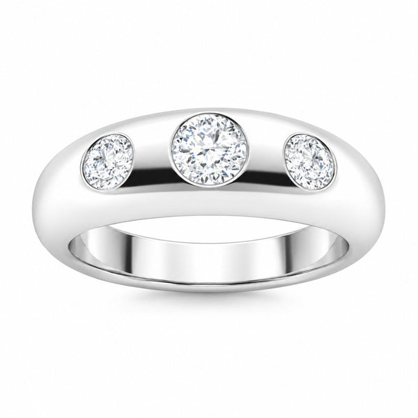 Lab Grown Diamond Round Cut Three Stone Engagement Ring