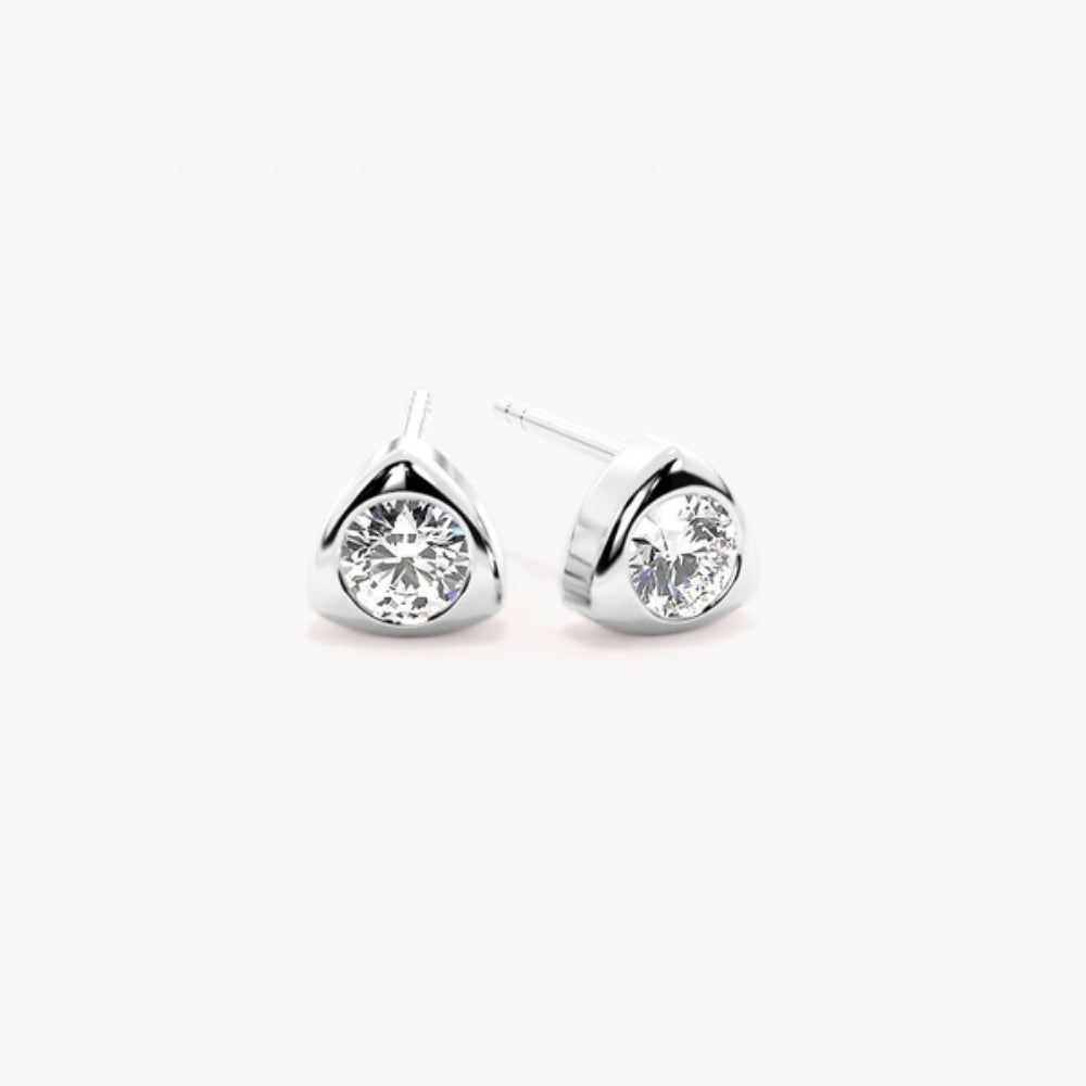 Round Cut Moissanite Bezel Set Solitaire Stud Earring