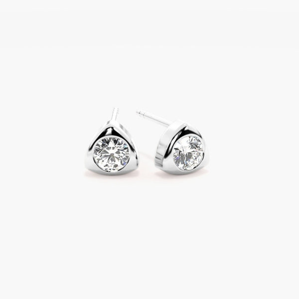 Round Cut Moissanite Bezel Set Solitaire Stud Earring
