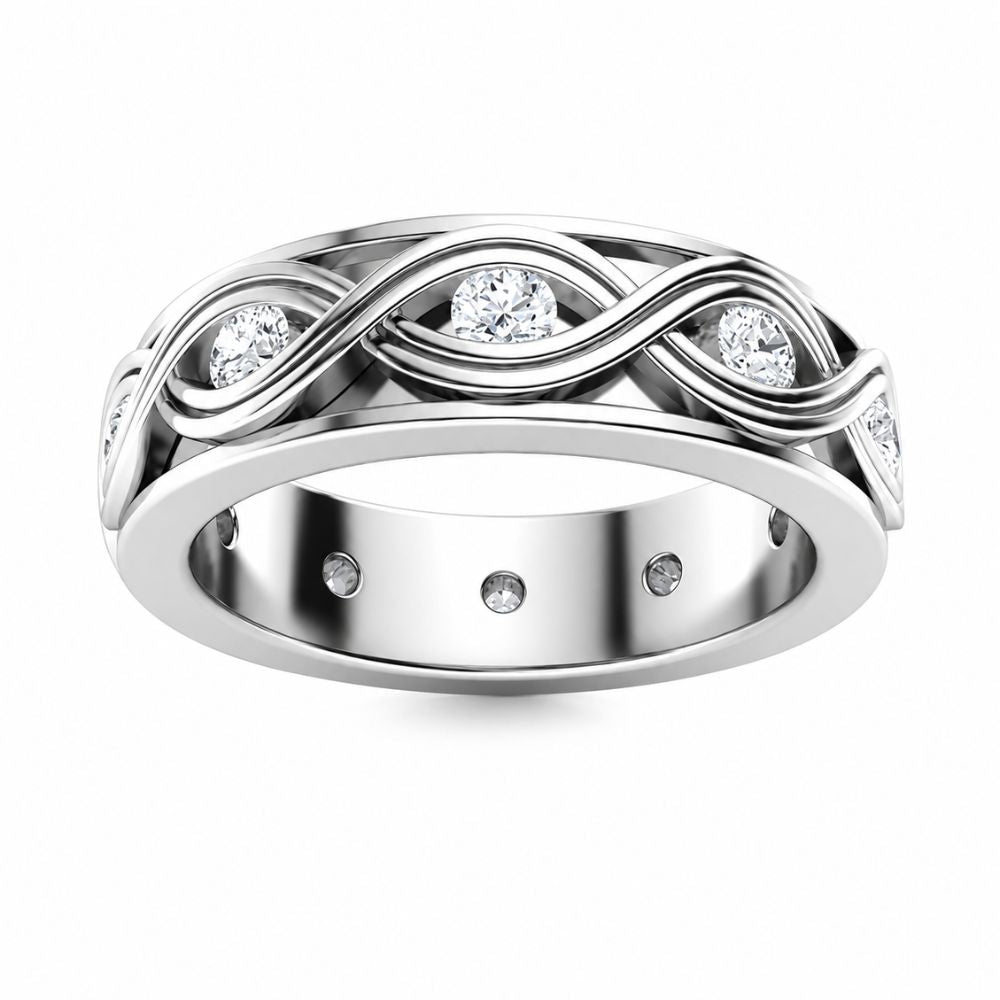 Lab Grown Diamond Round Cut Bezel Set Promise Band