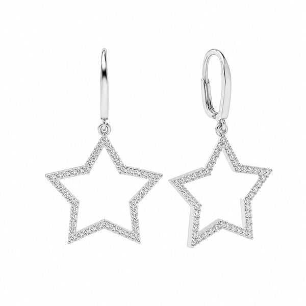 Round Cut Moissanite Classic Star Style Drop Dangle Earrings