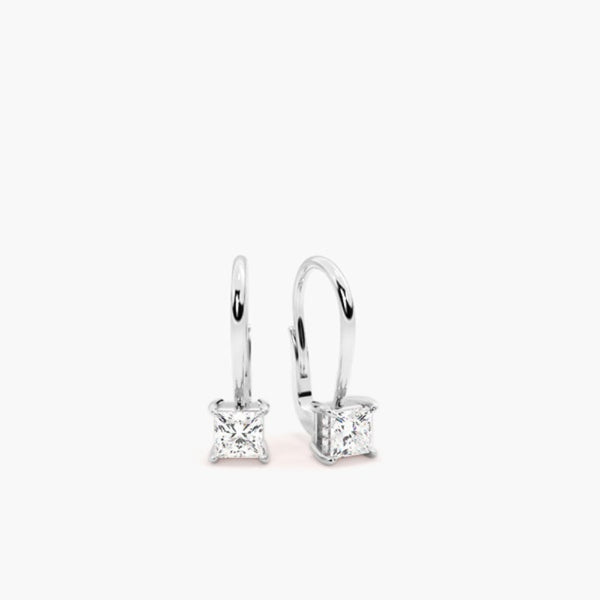 Princess Cut Cololess  Moissanite Hoop Earring