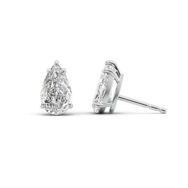 Pear Cut Basket Prong Moissanite Solitaire Stud Earring