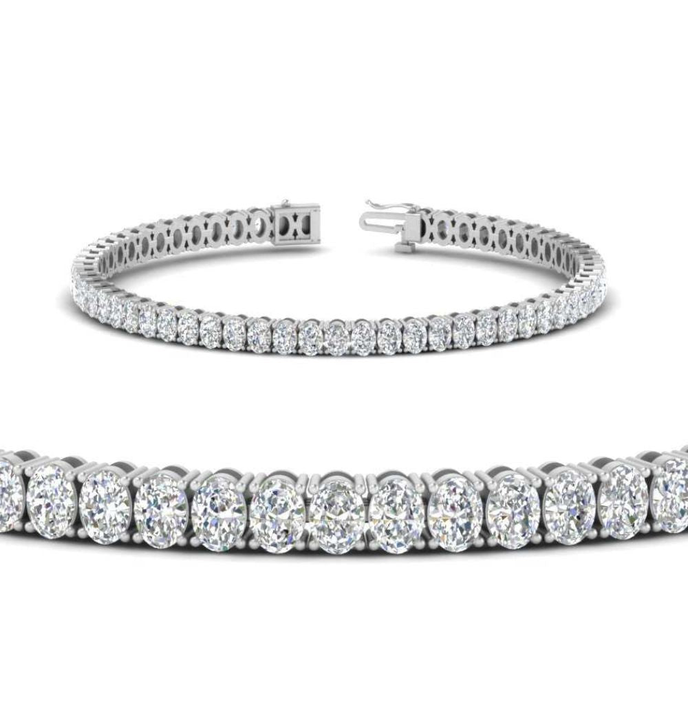 Oval Cut Moissanite Tennis Bracelet For Birthday Gift