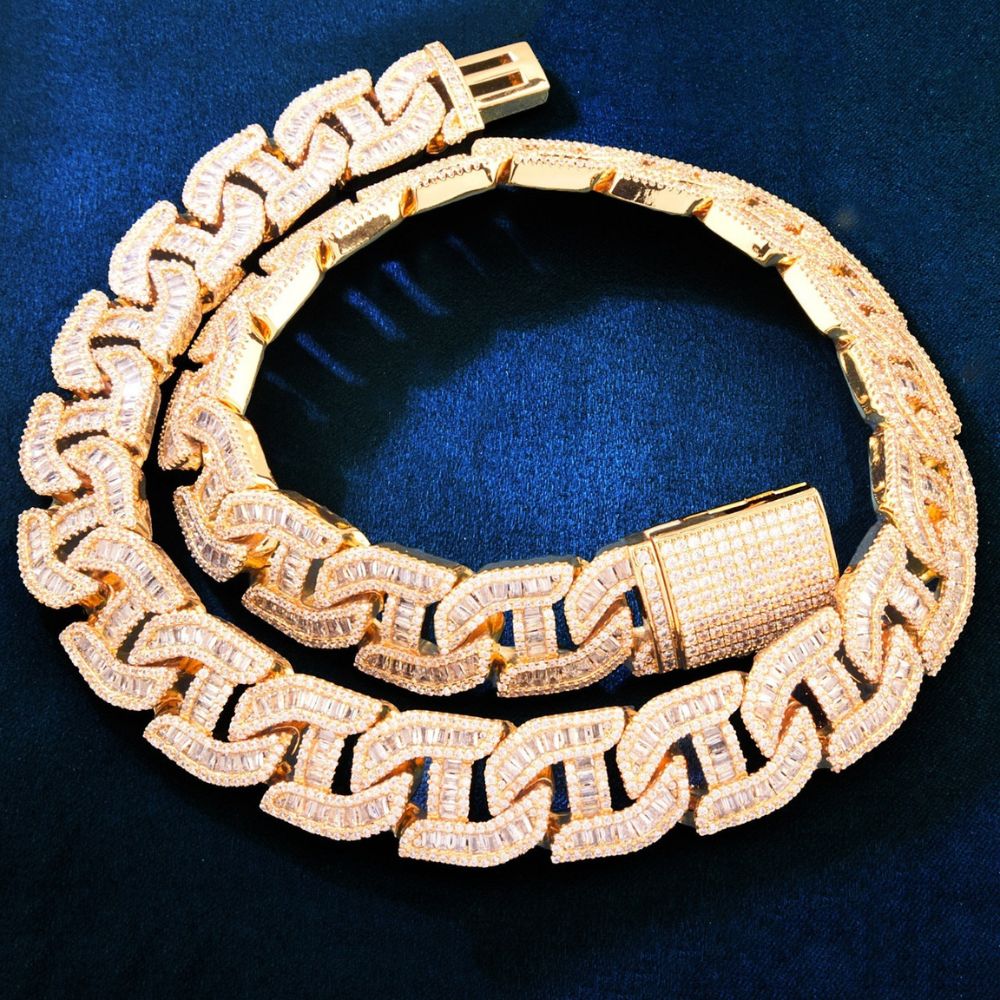 Baguette Cut Lab Grown Diamond Mariner Link Chain